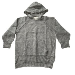 V::Room Japan‎ Mohair Wool Hooded Kangaroo Pocket Gray Pullover Sweater size 1